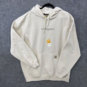 NWT Carhartt Rain Defender Hoodie Mens XL Loose Fit Midweight W03 Cream White